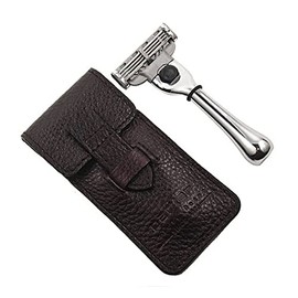 Parker Travel Mach 3 Compatible Razor with Leather Case Model TravM3