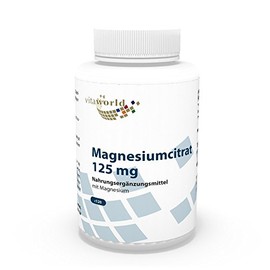Vita World Magnesium Citrate 125mg 120 Vegetarian Capsules Made in Germany
