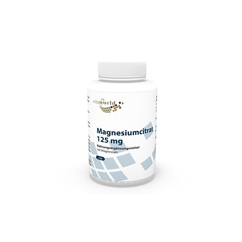 Vita World Magnesium Citrate 125mg 120 Vegetarian Capsules Made in