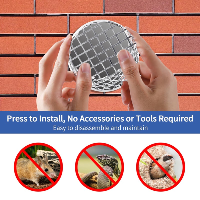 4" PVC Termination Vent Mesh Cap, 304 Stainless Steel Dryer