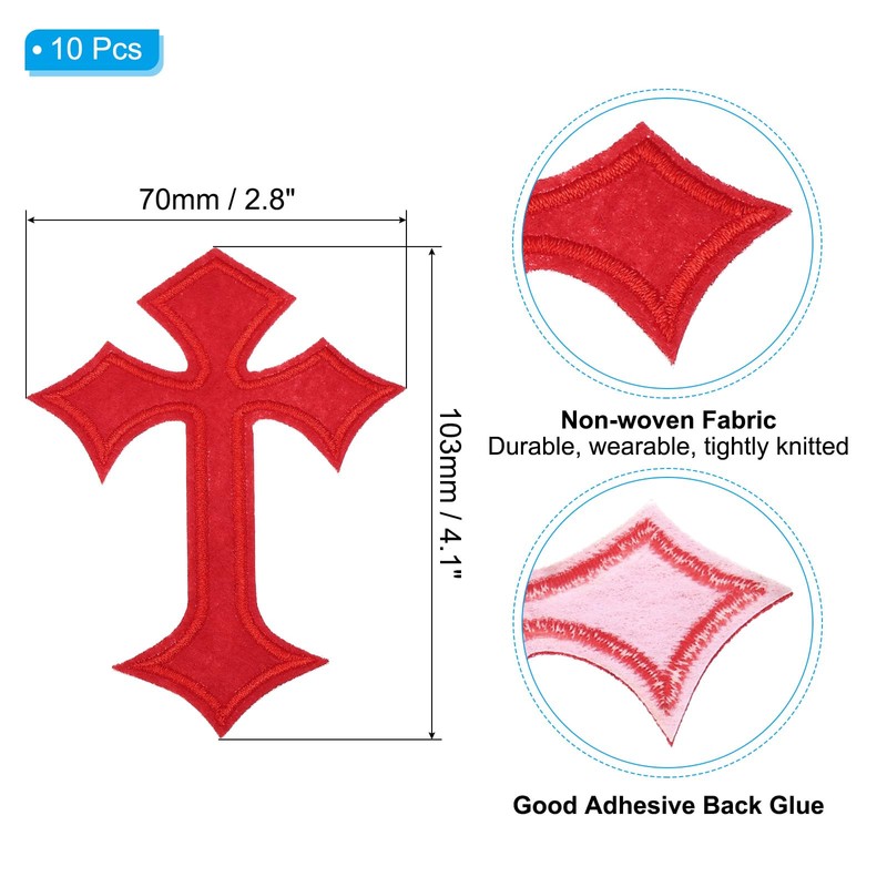 PATIKIL Cross Embroidered Patches,10 Pcs Cross Sew on Iron on