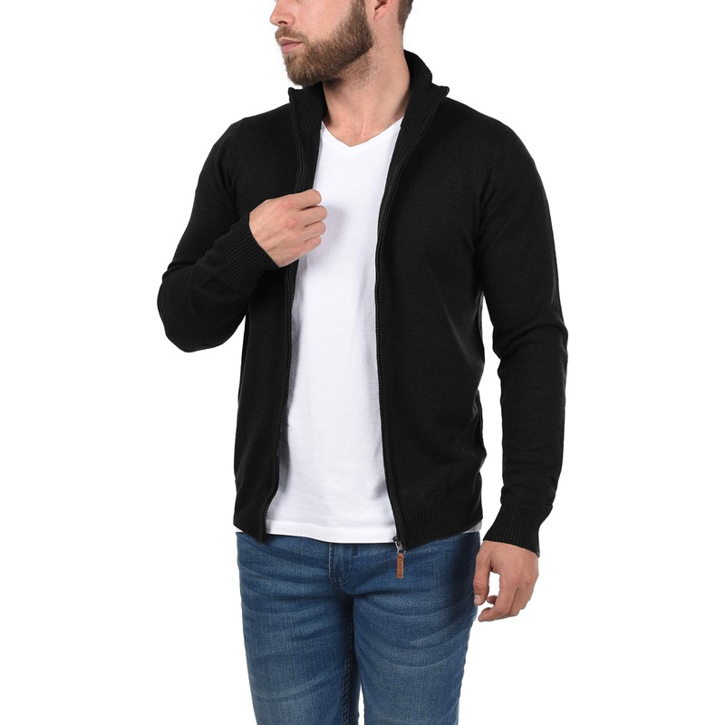 Blend Norman Men's Knitted Jacket, Fine Knit with Stand-Up Collar