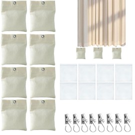 CUVZORA Outdoor Curtain Canvas Weight Bag 8 Pack with 8 Transparent PVC Sealed Pockets and 8 Metal Clips, Suitable for Attaching Tents, Garden Gazebo Patio Curtains