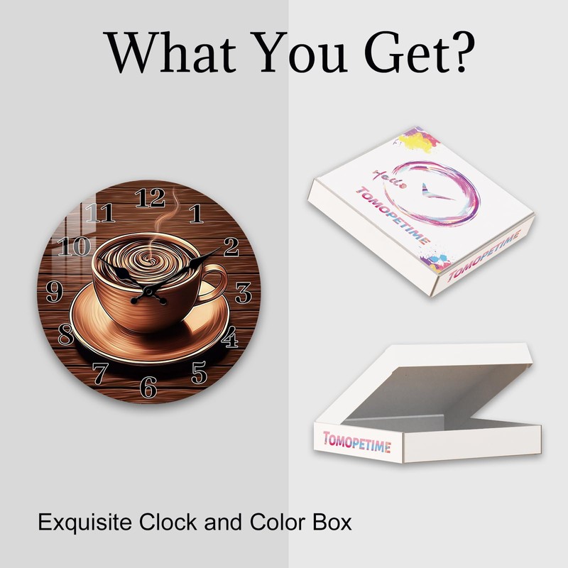 Tomopetime Kitchen Wall-Clocks for Farmhouse Deco - Coffee Cup Clock