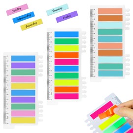 600 Pcs Sticky Tabs, Repositionable Index Tabs, Writable Page Markers Tabs with Ruler for Reading Notes, Books, Classify Files, Office Supplies(3 Pack - Morandi, Coloured, Fluorescent)