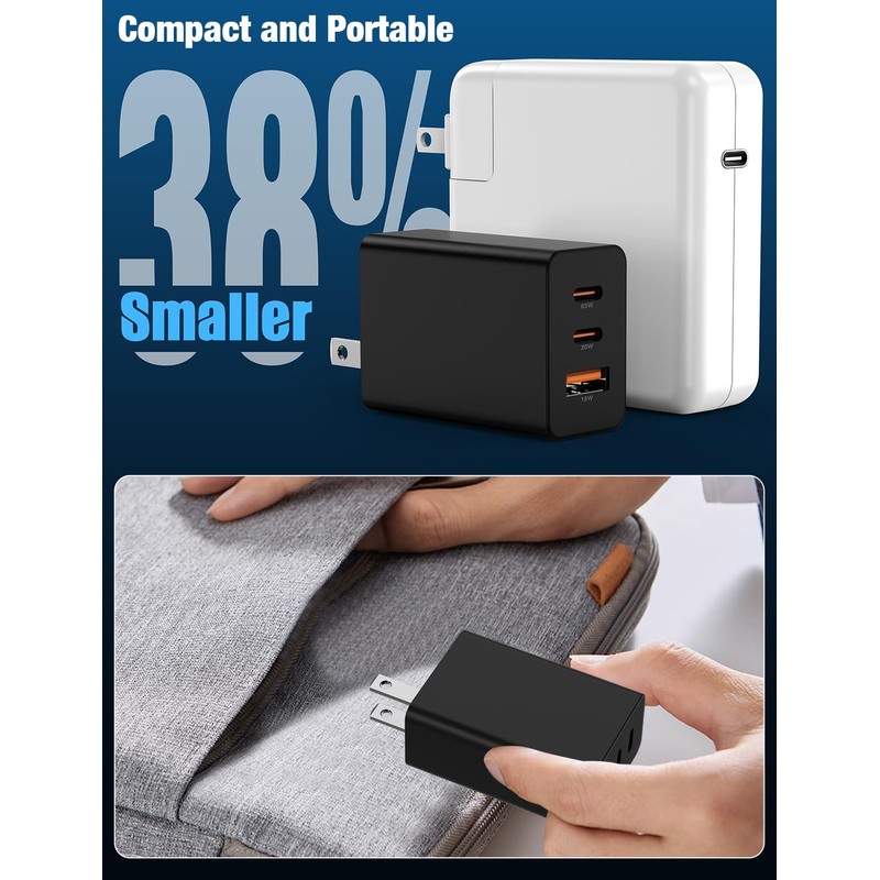 Hzevn 3-Port 2Pack 100W USB C Wall Charger Block,Multi USB