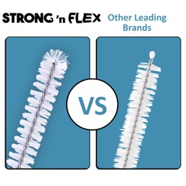 Strong 'n Flex Nylon Straw Cleaner Brushes – Fan-Shaped End for Tight Spaces, Ideal for Reusable Straws, Water Bottles, Sippy Cups & Pipes – Includes Zippered Pouch – 12" Long – Set of 10