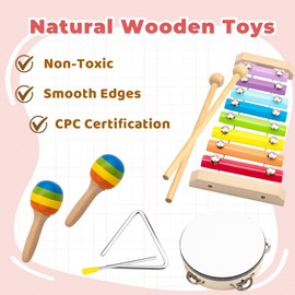 Montessori Toys for 1 2 Year Old,Musical Instruments for Toddlers 1-3 ,Baby Wooden Toy Set,Educational Music Toys Stocking Stuffers for Boys Girls Age 1 2 3 Year Old