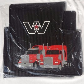 Western Star Truck OEM Black Rubber Floor Mats W/Logo - Fits 4900 & Most Constellation