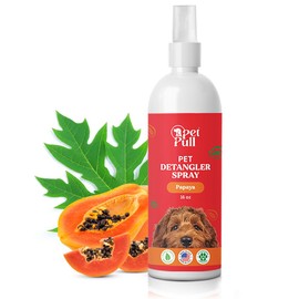 Pet Pull Detangler Spray - Dog Grooming Puppy Detangler Spray to Comb Through Knots, Mats, and Tangles - Detangling Spay for Dogs Pet Papaya Scent - Made in The USA (16 Oz)