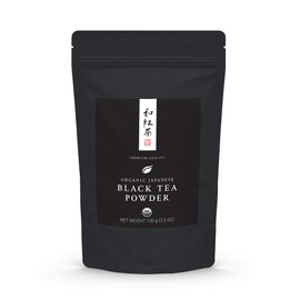 Organic Japanese Black Tea Powder - Premium Wakocha - USDA Certified - 100g Bag
