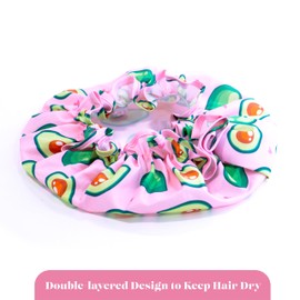 SMUG Shower Cap | Waterproof Shower Cap with Elastic Lining | Three Prints Available | Showers, Cooking, Spa Salon, Sleeping, Makeup | Shower Caps For Women UK Long Hair Short Hair | Avocado