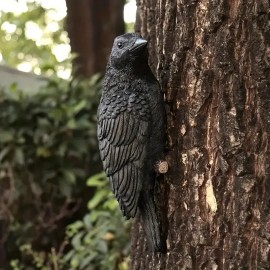 Handmade Realistic Crow Figurine With, Dark Gothic Bird Sculpture for Outdoor Tree Mounting, Resin Raven Decor for GardenColor: As picture, Size: One Size