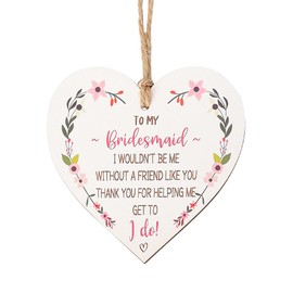 Bridesmaid Gifts for Women Wooden Plaque Ornament Keepsake Sign Heart Hanging Plaque Bridesmaid Proposal Gifts for Sister Wedding Christmas Ornament Plaque Keychain