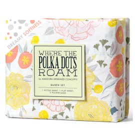 Light Floral Bedsheets King Size, Super Soft Wrinkle Resistant Bedding Set for Boho Room Décor, Premium Floral White King Bed Sheets for Girls, Teens and Master Bedrooms by Where the Polka Dots Roam