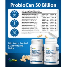 ALLBE ProbioCan 50 Billion CFU | Acidophilus Probiotics for Men & Women - Digestive Health & Bloating Relief | Lactobacillus Gasseri & Rhamnosus | Daily Probiotic Supplement | 60 Capsules