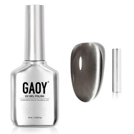 GAOY Jelly Black Cat Eye Gel Nail Polish, 16ml Glitter Holographic Nail Polish with Magnet, Reflective Translucent UV Gel, 2946 Black Pearls