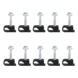 sourcing map 50pcs Single Coaxial Cable Clips 1/4" (6mm) Screw Clip Electrical Wire Cable Holder Plastic Wire Clamps for Cords Management, Black