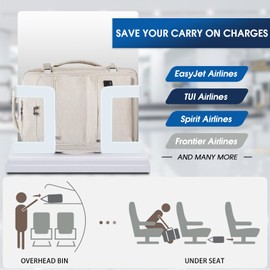 WANDF Hand Luggage Backpack 55 x 40 x 20 cm / 45 x 36 x 20 cm for Easyjet Airlines, Underseat Travel Hand Luggage Backpack with Wet Compartment, 17 Inch Laptop Backpack for Men and Women, Beige 32L