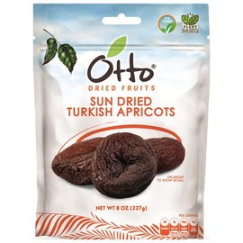 Otto Sun Dried Turkish Apricots, Non-GMO Snack, Naturally Vegan Snack with No Added Sugar, Fat Free & Unsulfured | 8 OZ Resealable Bag