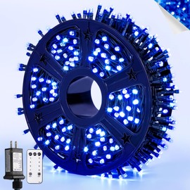 JMEXSUSS Blue 400 LED Christmas Lights Outdoor, 132ft Christmas Tree Lights with Remote, Indoor Blue String Lights Plug in for House Christmas Bush Decorations