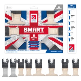 SMART 'Made in Britain' Professional Series 8 Piece Multi Tool Blade Set, 8 x High-Quality Multi Tool Blades