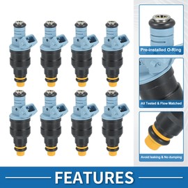 A ABSOPRO Fuel Injector No.0280150947/F1TZ-9F593-D Fuel Injection Nozzle for Ford F-250 1991-1995 7.5L for Ford F-350 1991-1997 7.5L Blue 8 Pcs