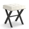 LUE BONA White Vanity Stool - Square Faux Leather Makeup