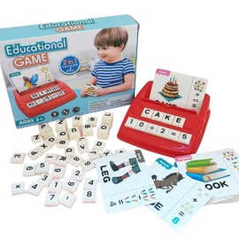 LYNETTE'S TOYS 2 in 1 Flash Card Game Set Box-Montessori Toy for Caculate and Spell Skill Inspired, Kindy and Preschooler Aged 3+ Educational Toy School Holiday Toy(Red)