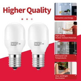 HUTUDAN 2 Pcs 5304522314 Refrigerator LED Light Bulb, 3W E17 Base, Compatible for Frigidaire/Electrolux, Replacement for KEI D28X & KEL 2816X, Cool White 40W Equivalent, Universal Voltage AC100-265V
