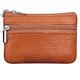 Moorle Women's Genuine Leather Coin Purses Mini, Key Purse, Black Purse Coin Bag Small Men, Key Bag Leather Bag with Key Ring, brown, Classic