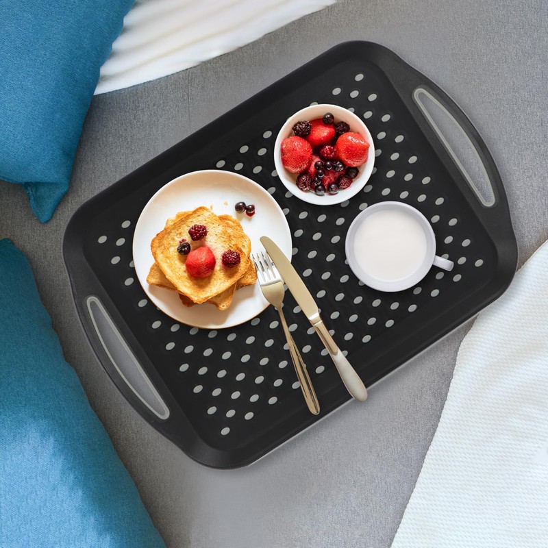 MDLUU Large Non-Slip Serving Tray with Handles, Food Serving Platter,