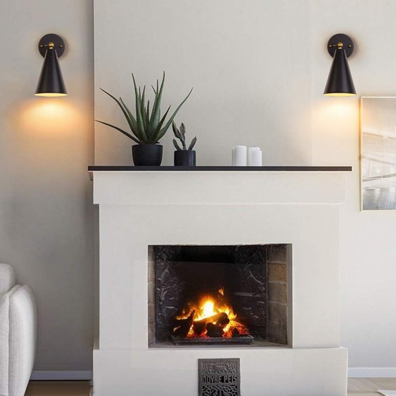 MWZ Modern Black Wall Sconces Lighting, 2 Pack Gold Rustic
