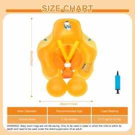 Inflatable Baby Float 3-6-12-18-36 Months, Baby Swimming Float Ring for 1 2 3 year old, Inflatable Swim Ring for Toddlers Boy Kids 0-6-12-18-36 Months, Soft Padded Design, Bath & Pool Accessories