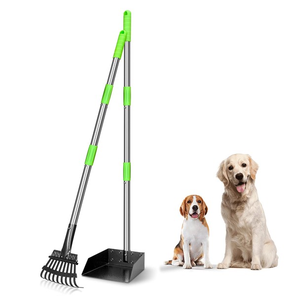 TOOGE Pooper Scooper, Dog Pooper Scooper Long Handle Stainless Metal