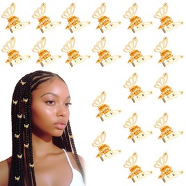 Ouligay 20 Pcs Gold Mini Butterfly Hair Clips, Hair Jewelry for Braids, Claw Clips Strong Hold, Metal Hollow Small Butterfly Hair Accessories for Women Fashion Styling