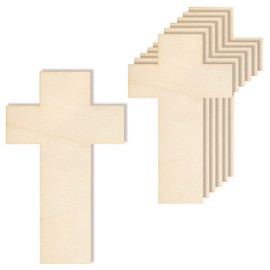 Creative Deco 10 x large wooden cross pendants, 20 x 12.5 cm, for crafts and painting, perfect cut-outs for painting, decorating, gift and decoupage, blank