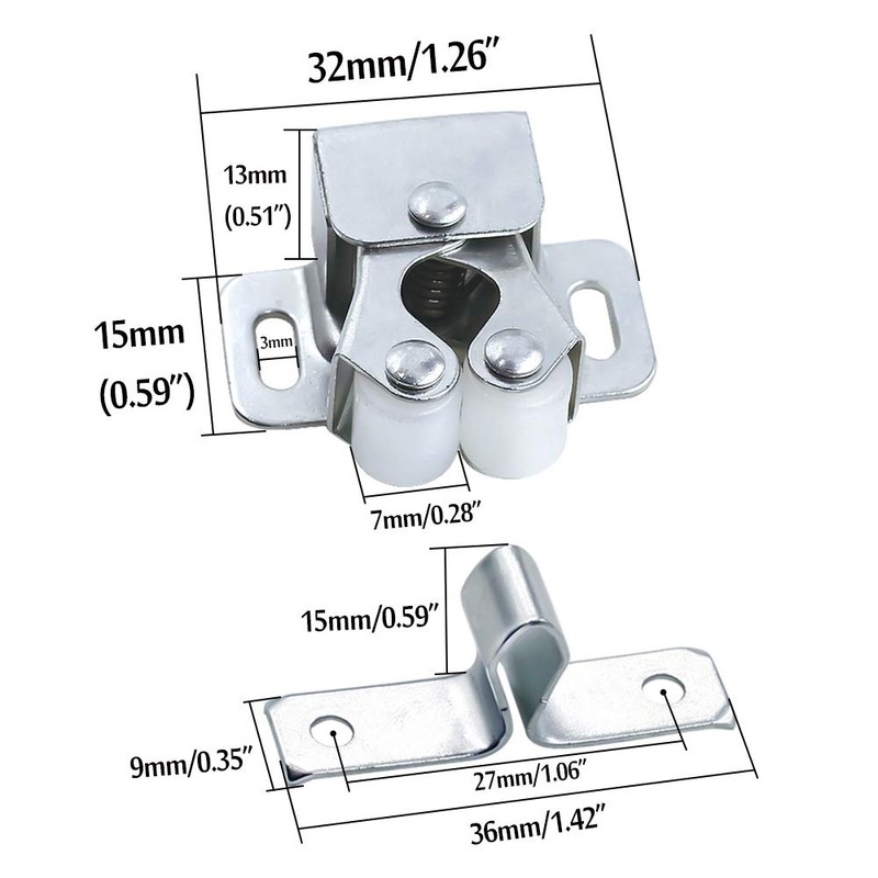 Luomorgo 24 Pack Double Roller Catch Cabinet Latches with Spear