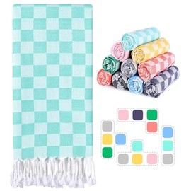 Antfuny Checkered Plaid Turkish Beach Towel Vacation Essentials Blanket Sand Free Quick Dry Oversized Thin Cloud Clearance Alaska Cruise Summer Accessories Beach Gift Must Haves Gear Stuff Travel Gadgets