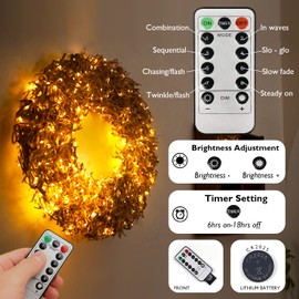 Homemory 200 LED Battery Operated Long Fairy Lights, 66FT Fairy String Lights with Remote, 8 Modes Copper Sliver Wire Lights, Waterproof Christmas Twinkle Lights Wedding Bedroom, Warm White