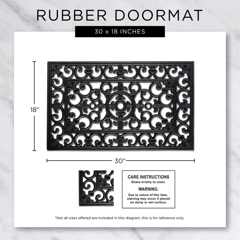 DII Rubber Doormats Collection All Weather, 18x30, Gold Double Ring