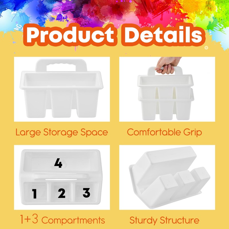 Classroom Caddy Storage Basket with Handle, 6 Pack Plastic Arts