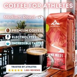 Long Run Coffee – Hydrating Coffee with Electrolytes – All Natrual Energy + Hydration + Recovery for Athletes – Stomach Friendly Electrolyte Coffee for Runners (1 lb, Medium Roast)
