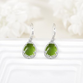 POPLYKE Filigree Labradorite/Opal/Lapis Lazuli/Larimar/Black Tourmaline/Turquoise/Peridot Earrings for Women Sterling Silver Filigree Earrings Jewellery Gift for Women, Sterling Silver, No Gemstone