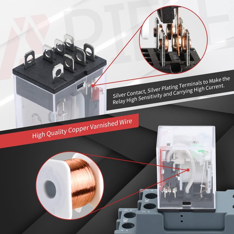 APIELE 24 V DC 8 Pins 10 A Coil Electromagnetic