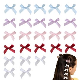Kisstta Pack of 25 Women's Hair Clips, Mini Bow Hair Clips, Satin Bows Hair Clips, Hair Accessories for Women, Girls, Children, Cute Bows Hair Clips