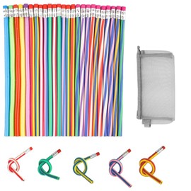 RNXSIB 24 Flexible Pencils for Children and 1 Pencil Case, Flexible Pencils for Children, Colourful Flexible Pencils, Children's Birthday Party Giveaway, Suitable for School, Parties, Prizes