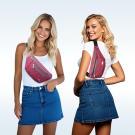 Entchin Fanny Pack for Women Men with 4-Zipper Pockets, Premium Fashion Waist Pack Crossbody Bum Bags for Hiking, Running, Travel, Cycling and Casual