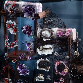 Arpaper Washi Tape Set Scrapbooking Stickers Accessories 4 Rolls PET Transparent Stickers Album Stickers Journal Stickers for Scrapbooking (Spider Web Stickers)