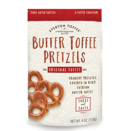 Everton Toffee Butter Toffee Pretzels, Variety Pack (4 oz. bag, 6-pack). Gourmet Artisan Toffee Covered Pretzels, Sweet and Salty Mini Pretzel Snacks, Small Batch Crafted